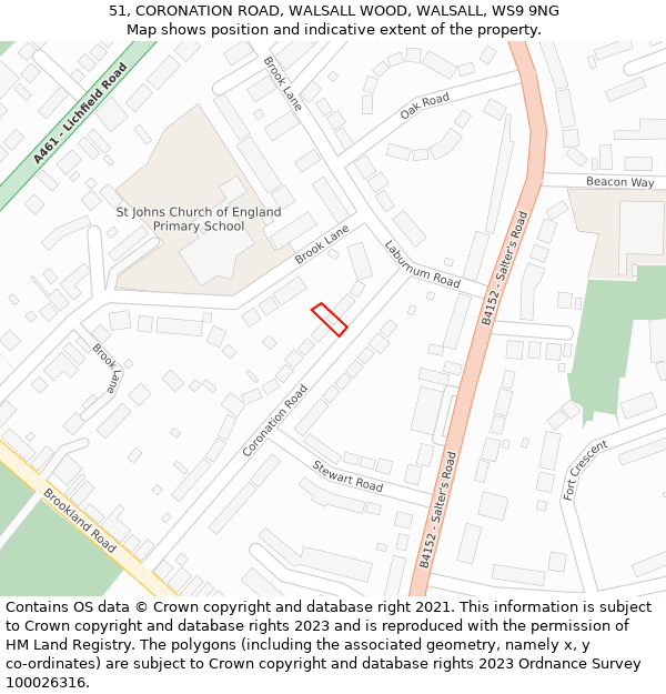 51, CORONATION ROAD, WALSALL WOOD, WALSALL, WS9 9NG: Location map and indicative extent of plot