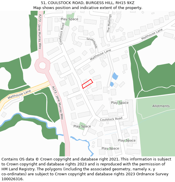 51, COULSTOCK ROAD, BURGESS HILL, RH15 9XZ: Location map and indicative extent of plot