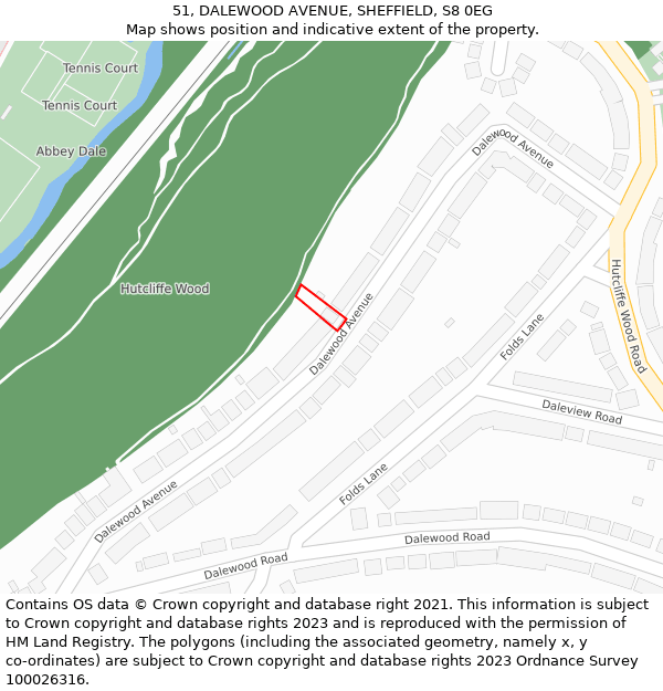51, DALEWOOD AVENUE, SHEFFIELD, S8 0EG: Location map and indicative extent of plot