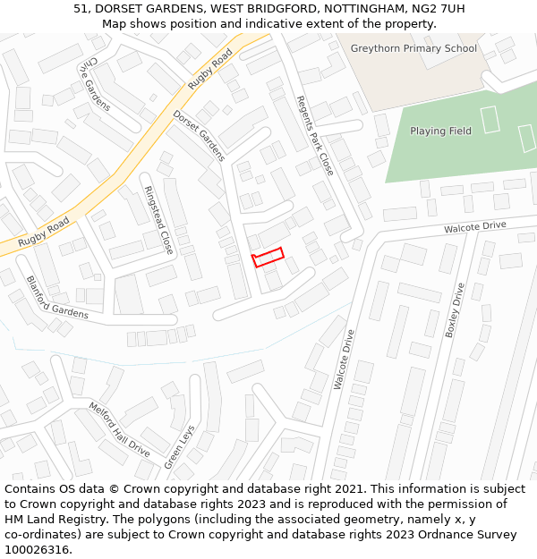 51, DORSET GARDENS, WEST BRIDGFORD, NOTTINGHAM, NG2 7UH: Location map and indicative extent of plot