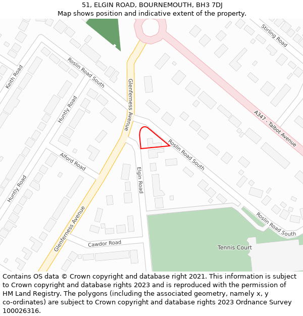 51, ELGIN ROAD, BOURNEMOUTH, BH3 7DJ: Location map and indicative extent of plot