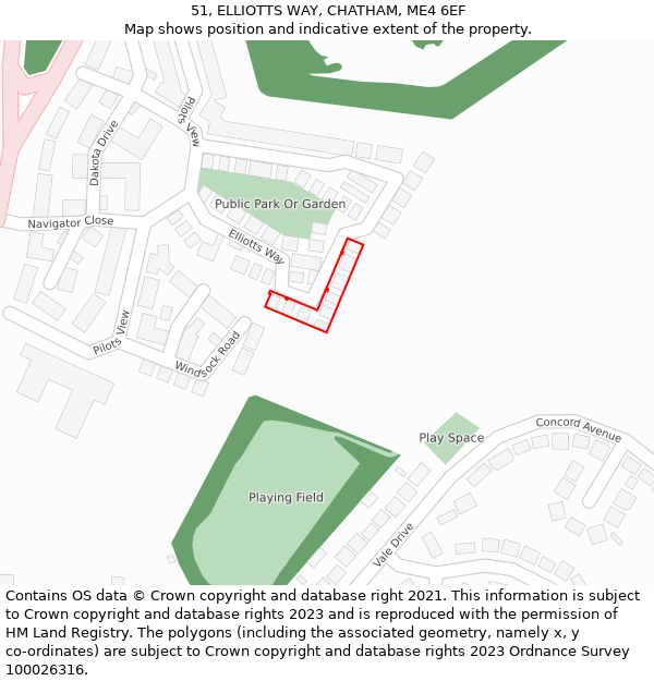 51, ELLIOTTS WAY, CHATHAM, ME4 6EF: Location map and indicative extent of plot