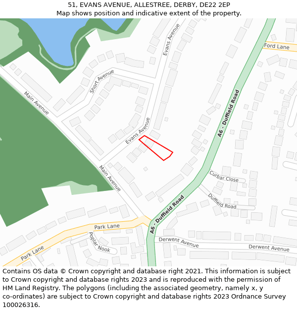 51, EVANS AVENUE, ALLESTREE, DERBY, DE22 2EP: Location map and indicative extent of plot