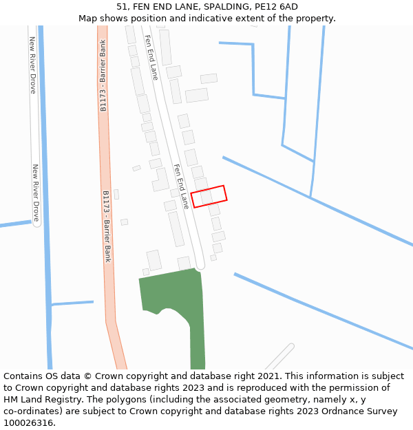 51, FEN END LANE, SPALDING, PE12 6AD: Location map and indicative extent of plot