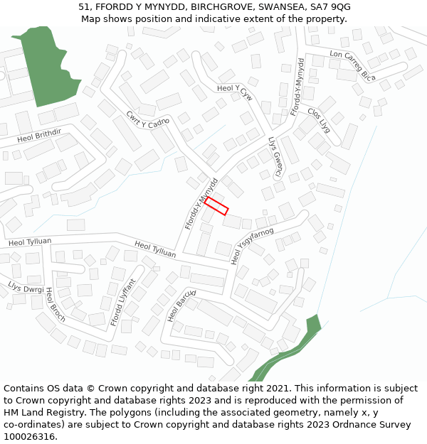 51, FFORDD Y MYNYDD, BIRCHGROVE, SWANSEA, SA7 9QG: Location map and indicative extent of plot