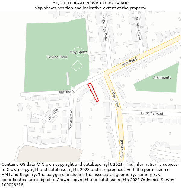 51, FIFTH ROAD, NEWBURY, RG14 6DP: Location map and indicative extent of plot