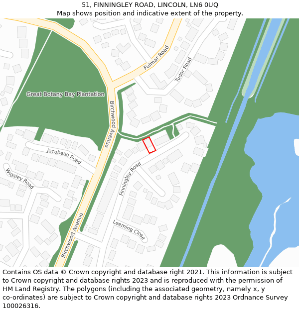 51, FINNINGLEY ROAD, LINCOLN, LN6 0UQ: Location map and indicative extent of plot