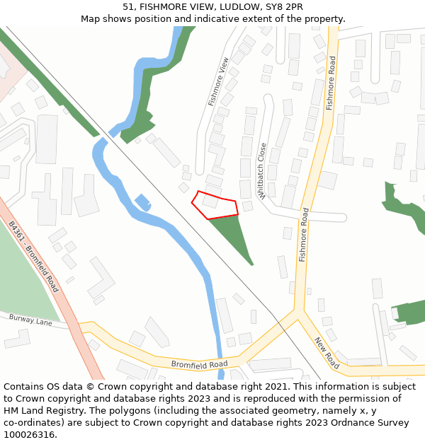 51, FISHMORE VIEW, LUDLOW, SY8 2PR: Location map and indicative extent of plot