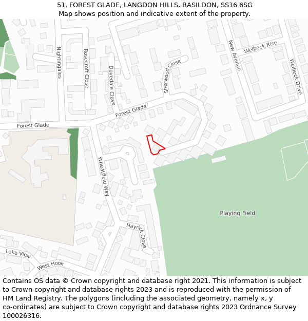 51, FOREST GLADE, LANGDON HILLS, BASILDON, SS16 6SG: Location map and indicative extent of plot