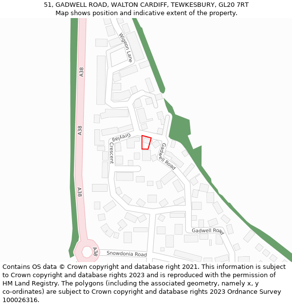 51, GADWELL ROAD, WALTON CARDIFF, TEWKESBURY, GL20 7RT: Location map and indicative extent of plot