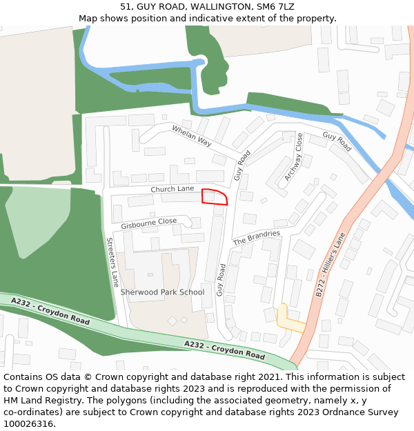 51, GUY ROAD, WALLINGTON, SM6 7LZ: Location map and indicative extent of plot