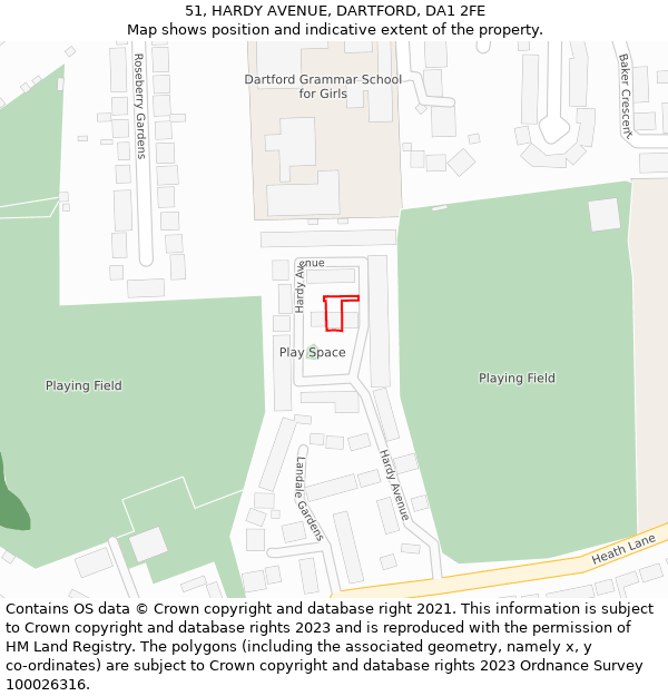 51, HARDY AVENUE, DARTFORD, DA1 2FE: Location map and indicative extent of plot