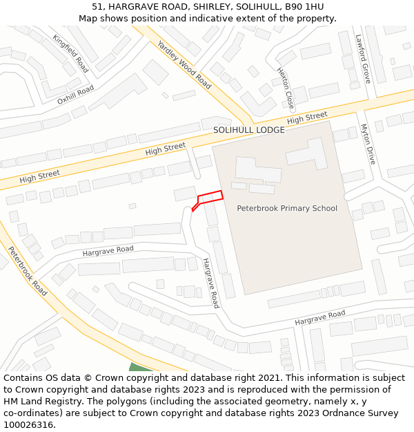 51, HARGRAVE ROAD, SHIRLEY, SOLIHULL, B90 1HU: Location map and indicative extent of plot