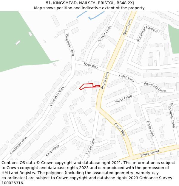 51, KINGSMEAD, NAILSEA, BRISTOL, BS48 2XJ: Location map and indicative extent of plot