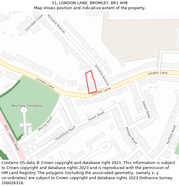 51, LONDON LANE, BROMLEY, BR1 4HB: Location map and indicative extent of plot