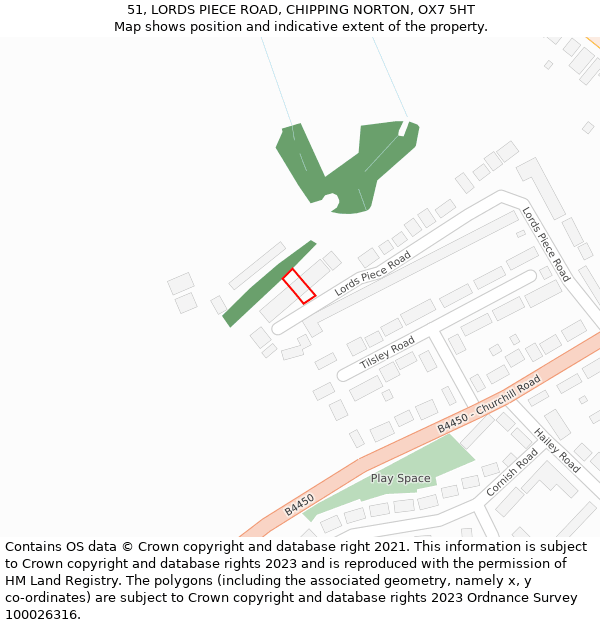 51, LORDS PIECE ROAD, CHIPPING NORTON, OX7 5HT: Location map and indicative extent of plot