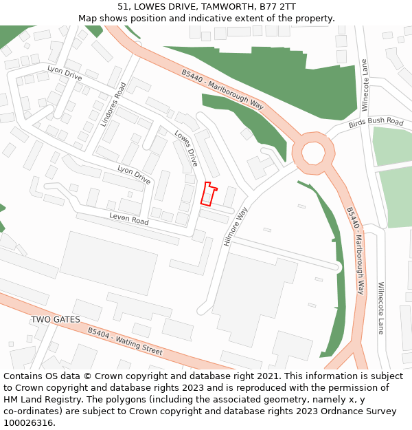 51, LOWES DRIVE, TAMWORTH, B77 2TT: Location map and indicative extent of plot