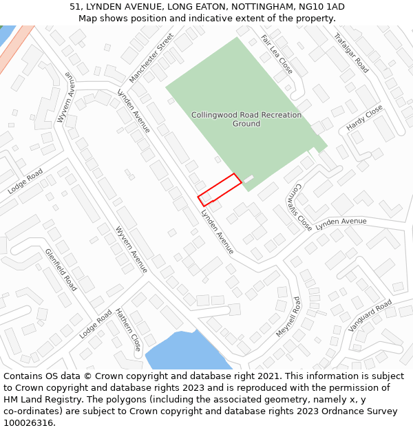 51, LYNDEN AVENUE, LONG EATON, NOTTINGHAM, NG10 1AD: Location map and indicative extent of plot