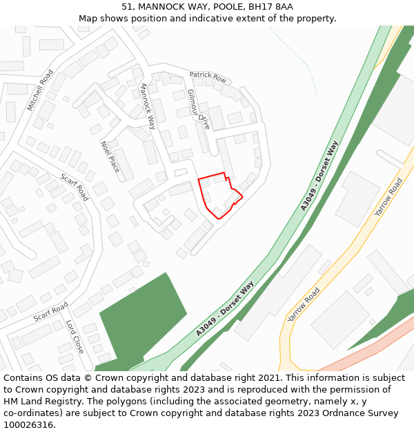 51, MANNOCK WAY, POOLE, BH17 8AA: Location map and indicative extent of plot