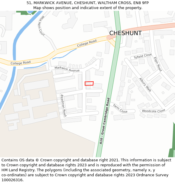 51, MARKWICK AVENUE, CHESHUNT, WALTHAM CROSS, EN8 9FP: Location map and indicative extent of plot