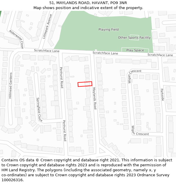 51, MAYLANDS ROAD, HAVANT, PO9 3NR: Location map and indicative extent of plot