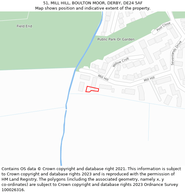 51, MILL HILL, BOULTON MOOR, DERBY, DE24 5AF: Location map and indicative extent of plot
