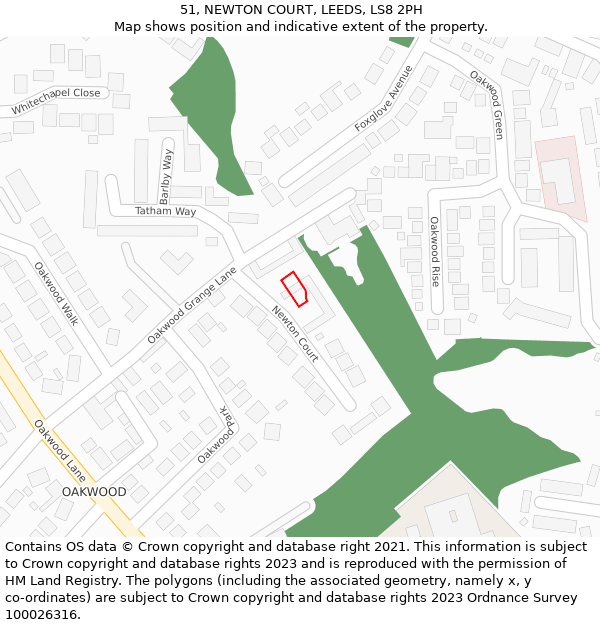 51, NEWTON COURT, LEEDS, LS8 2PH: Location map and indicative extent of plot