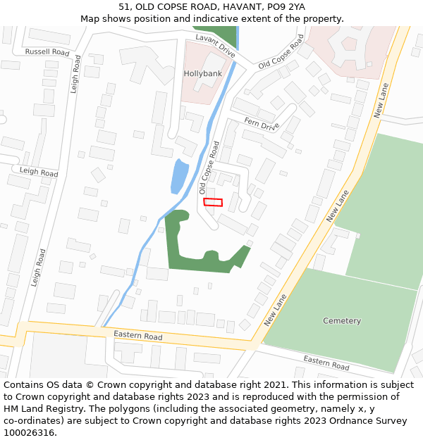 51, OLD COPSE ROAD, HAVANT, PO9 2YA: Location map and indicative extent of plot