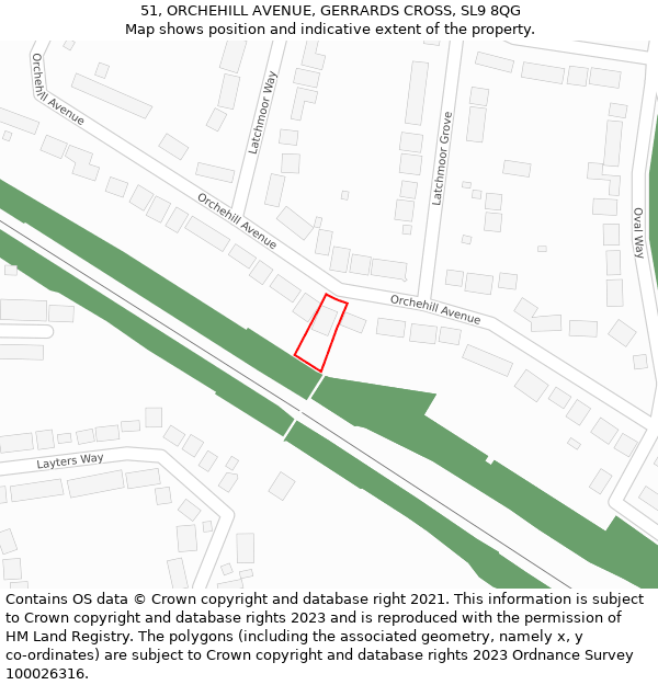 51, ORCHEHILL AVENUE, GERRARDS CROSS, SL9 8QG: Location map and indicative extent of plot