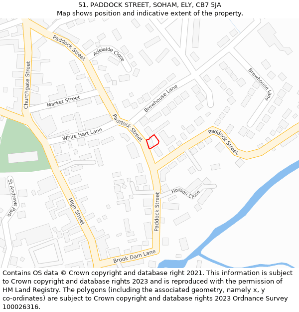 51, PADDOCK STREET, SOHAM, ELY, CB7 5JA: Location map and indicative extent of plot