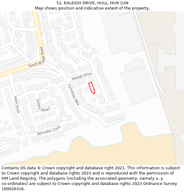 51, RALEIGH DRIVE, HULL, HU9 1UN: Location map and indicative extent of plot