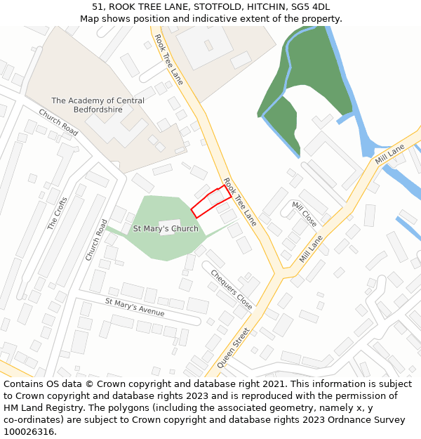 51, ROOK TREE LANE, STOTFOLD, HITCHIN, SG5 4DL: Location map and indicative extent of plot