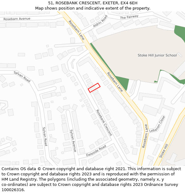 51, ROSEBANK CRESCENT, EXETER, EX4 6EH: Location map and indicative extent of plot