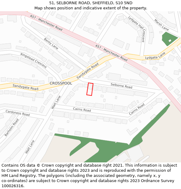51, SELBORNE ROAD, SHEFFIELD, S10 5ND: Location map and indicative extent of plot