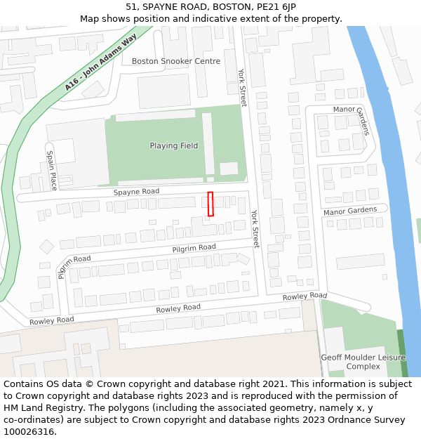 51, SPAYNE ROAD, BOSTON, PE21 6JP: Location map and indicative extent of plot