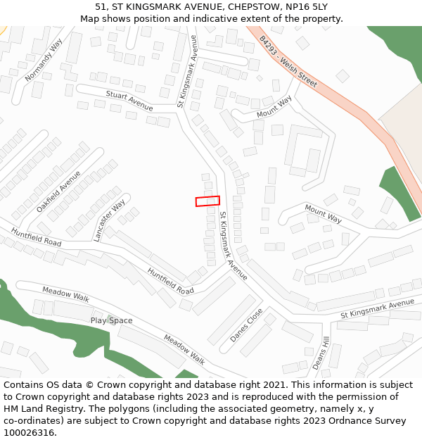 51, ST KINGSMARK AVENUE, CHEPSTOW, NP16 5LY: Location map and indicative extent of plot