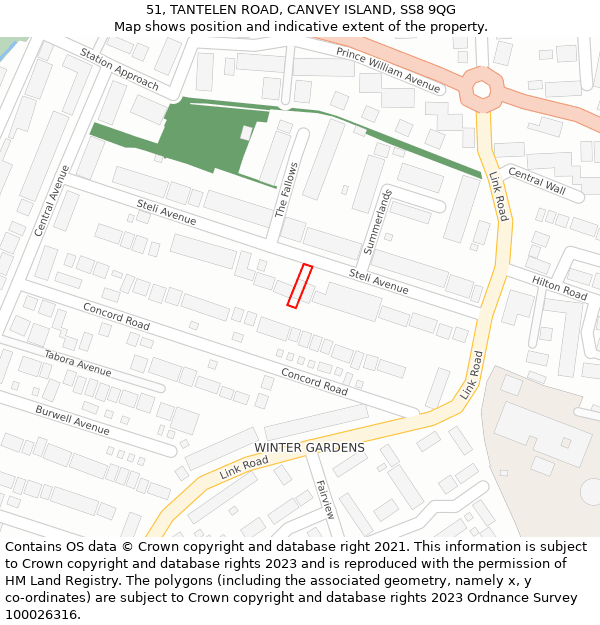 51, TANTELEN ROAD, CANVEY ISLAND, SS8 9QG: Location map and indicative extent of plot