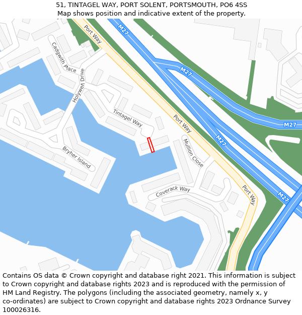 51, TINTAGEL WAY, PORT SOLENT, PORTSMOUTH, PO6 4SS: Location map and indicative extent of plot