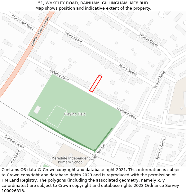 51, WAKELEY ROAD, RAINHAM, GILLINGHAM, ME8 8HD: Location map and indicative extent of plot