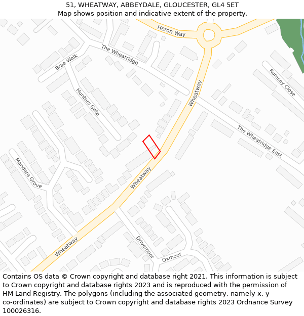 51, WHEATWAY, ABBEYDALE, GLOUCESTER, GL4 5ET: Location map and indicative extent of plot