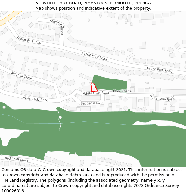 51, WHITE LADY ROAD, PLYMSTOCK, PLYMOUTH, PL9 9GA: Location map and indicative extent of plot