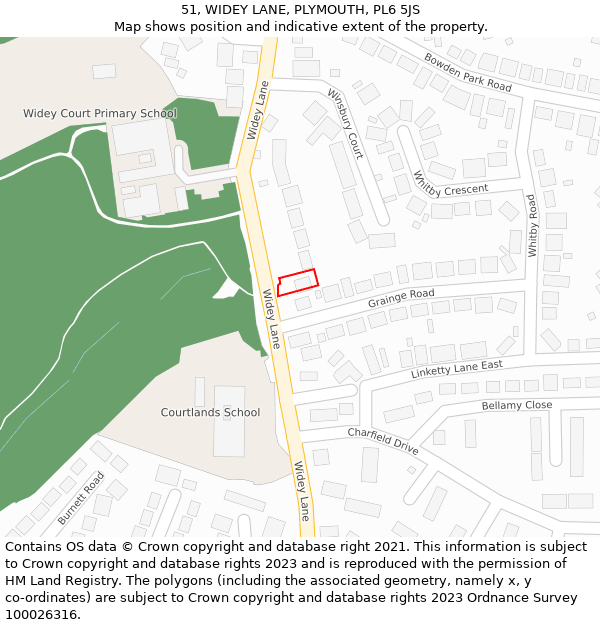 51, WIDEY LANE, PLYMOUTH, PL6 5JS: Location map and indicative extent of plot