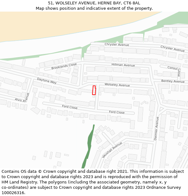 51, WOLSELEY AVENUE, HERNE BAY, CT6 8AL: Location map and indicative extent of plot