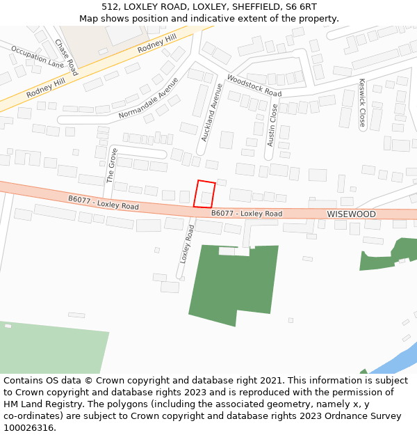 512, LOXLEY ROAD, LOXLEY, SHEFFIELD, S6 6RT: Location map and indicative extent of plot