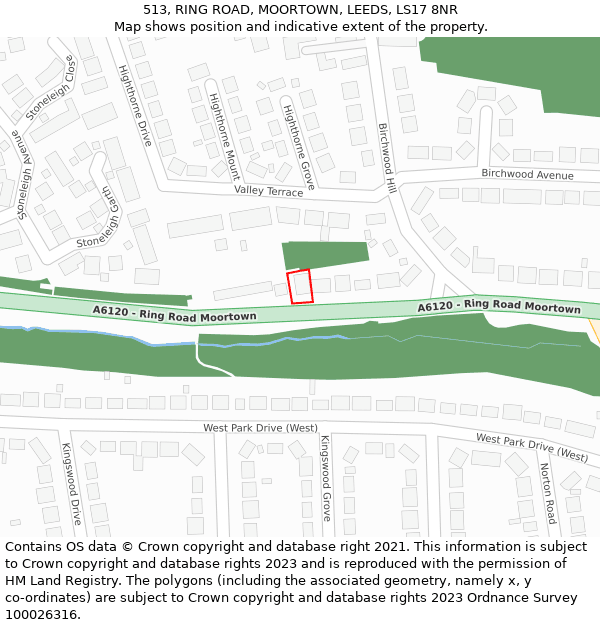513, RING ROAD, MOORTOWN, LEEDS, LS17 8NR: Location map and indicative extent of plot