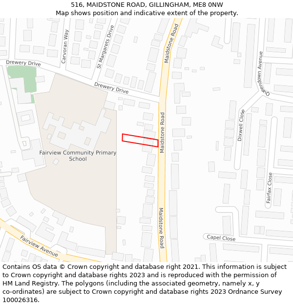 516, MAIDSTONE ROAD, GILLINGHAM, ME8 0NW: Location map and indicative extent of plot