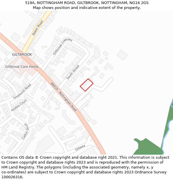 519A, NOTTINGHAM ROAD, GILTBROOK, NOTTINGHAM, NG16 2GS: Location map and indicative extent of plot