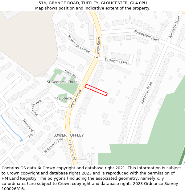 51A, GRANGE ROAD, TUFFLEY, GLOUCESTER, GL4 0PU: Location map and indicative extent of plot