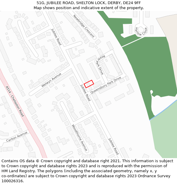 51G, JUBILEE ROAD, SHELTON LOCK, DERBY, DE24 9FF: Location map and indicative extent of plot