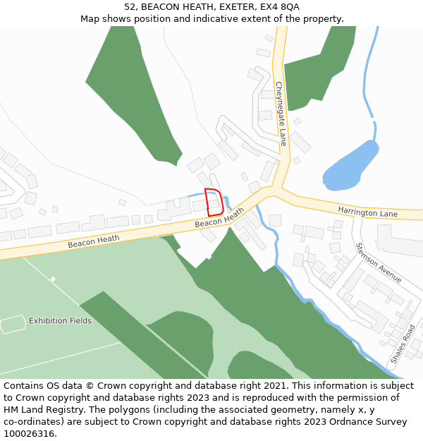 52, BEACON HEATH, EXETER, EX4 8QA: Location map and indicative extent of plot